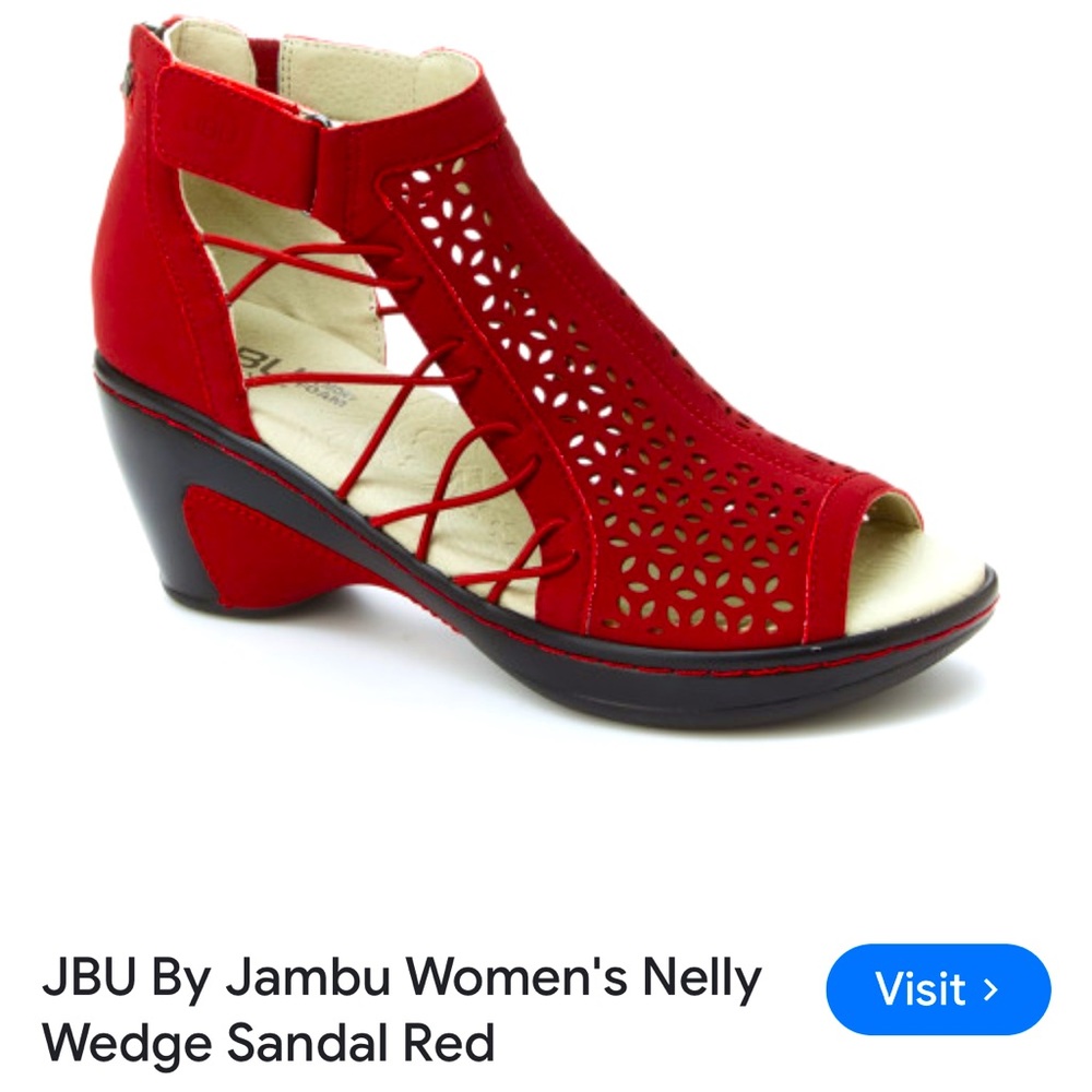 Beautiful dark red sandals by Jambu